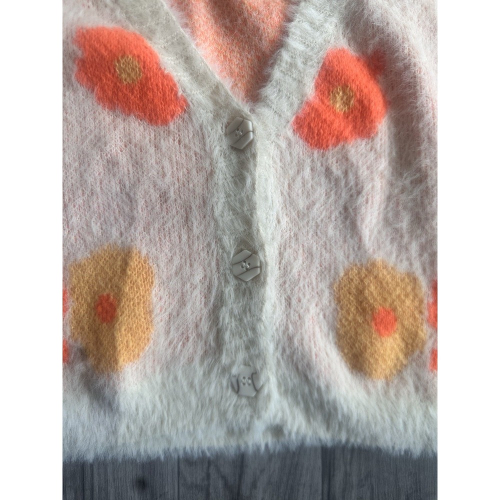 Willow + Root Floral Fuzzy Cardigan Sweater - Talla M - Boho Retro Style. - Picture 16 of 16